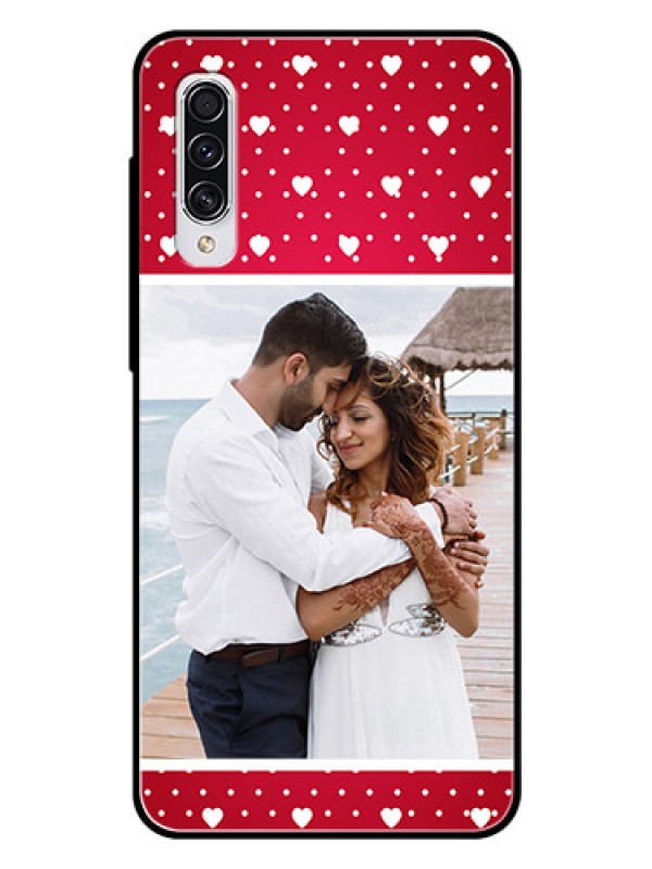 Custom Samsung Galaxy A70 Photo Printing on Glass Case  - Hearts Mobile Case Design