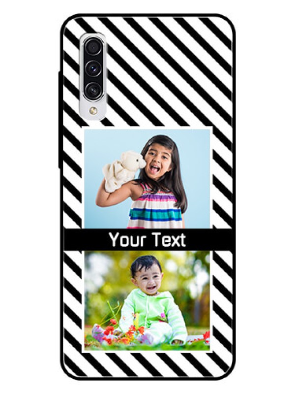 Custom Samsung Galaxy A70 Photo Printing on Glass Case  - Black And White Stripes Design
