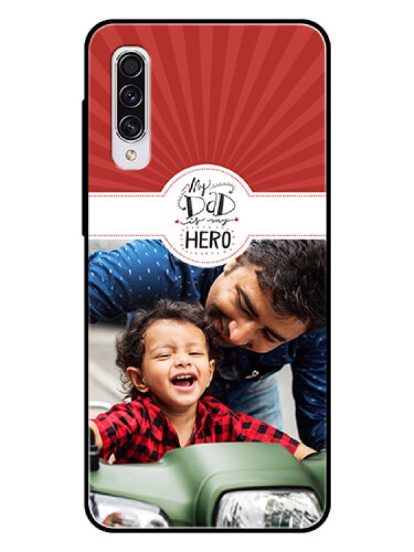 Custom Samsung Galaxy A70 Photo Printing on Glass Case  - My Dad Hero Design