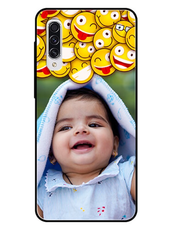 Custom Samsung Galaxy A70 Custom Glass Mobile Case  - with Smiley Emoji Design