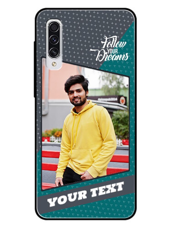 Custom Samsung Galaxy A70 Personalized Glass Phone Case  - Background Pattern Design with Quote