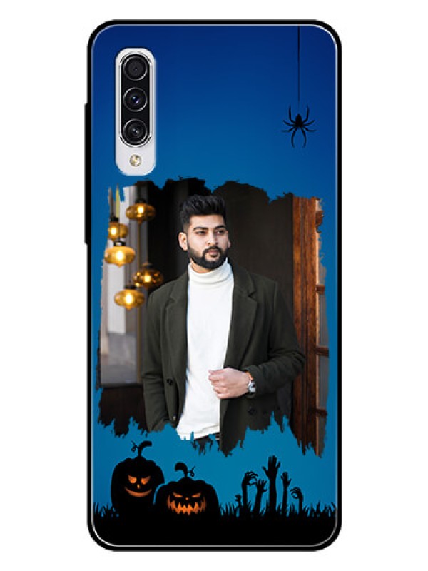 Custom Samsung Galaxy A70 Photo Printing on Glass Case  - with pro Halloween design 