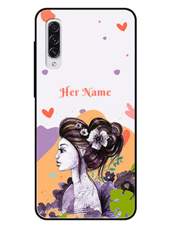 Custom Galaxy A70 Personalized Glass Phone Case - Woman And Nature Design