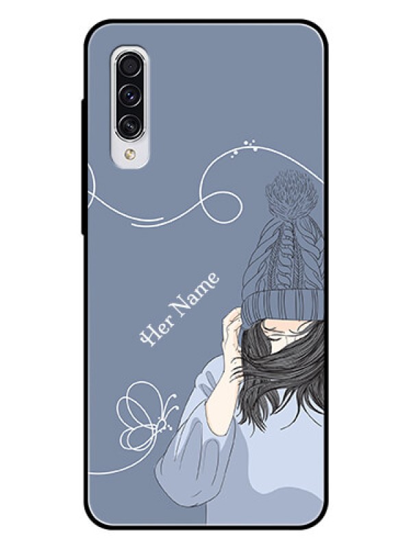 Custom Galaxy A70 Custom Glass Mobile Case - Girl in winter outfit Design