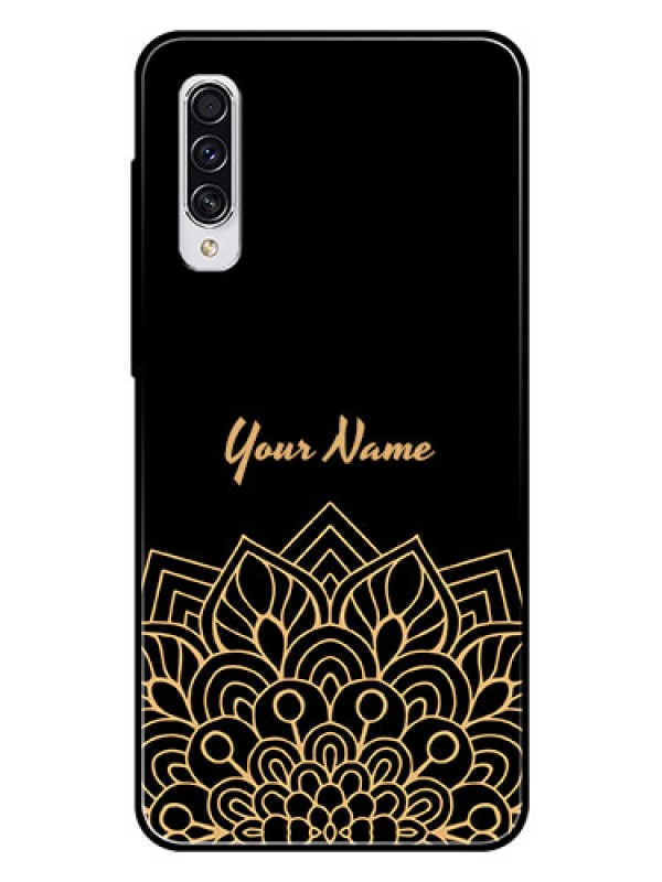 Custom Galaxy A70 Custom Glass Phone Case - Golden mandala Design