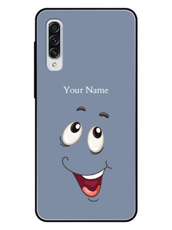 Custom Galaxy A70 Photo Printing on Glass Case - Laughing Cartoon Face Design