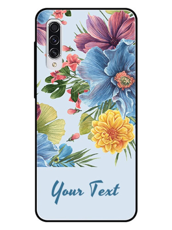 Custom Galaxy A70 Custom Glass Mobile Case - Stunning Watercolored Flowers Painting Design