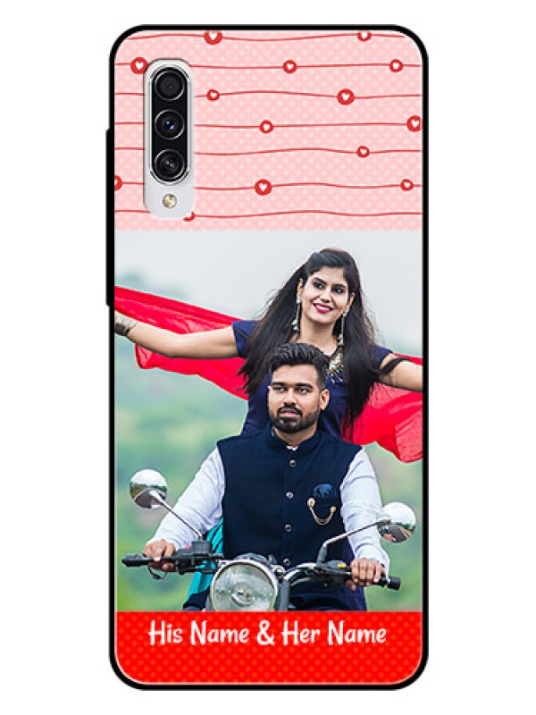 Custom Samsung Galaxy A70s Personalized Glass Phone Case  - Red Pattern Case Design