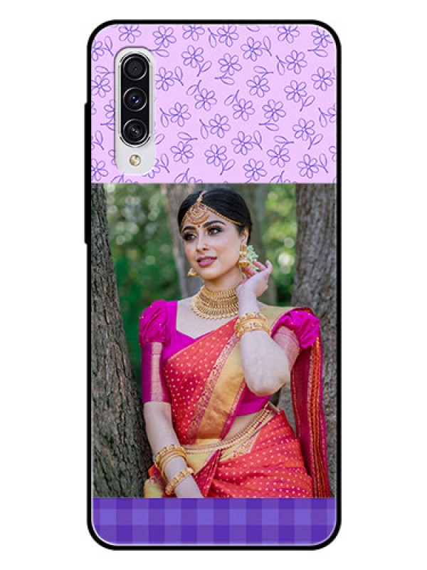 Custom Samsung Galaxy A70s Custom Glass Phone Case  - Purple Floral Design
