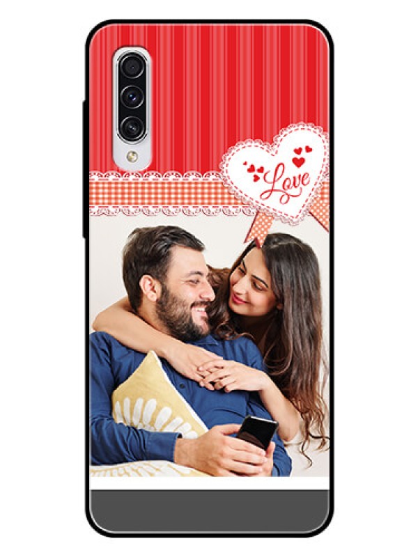 Custom Samsung Galaxy A70s Custom Glass Mobile Case  - Red Love Pattern Design