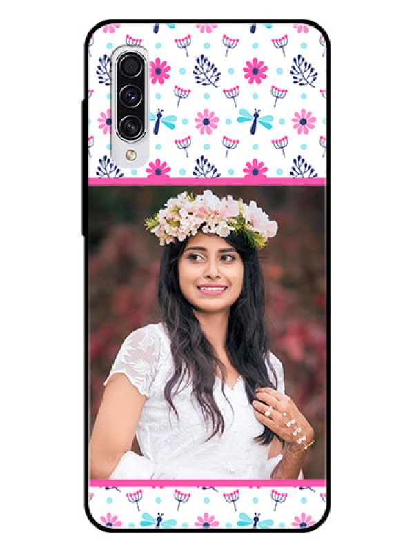 Custom Samsung Galaxy A70s Photo Printing on Glass Case  - Colorful Flower Design