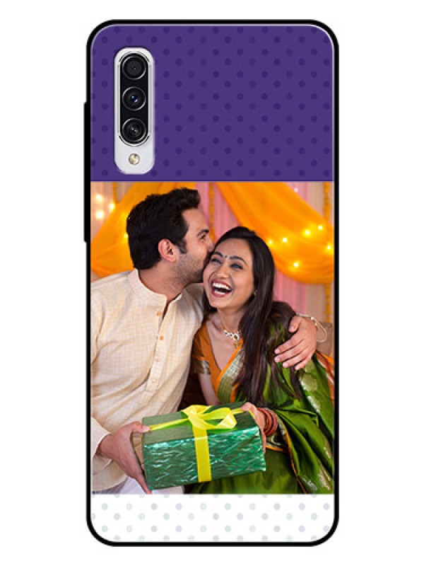Custom Samsung Galaxy A70s Personalized Glass Phone Case  - Violet Pattern Design