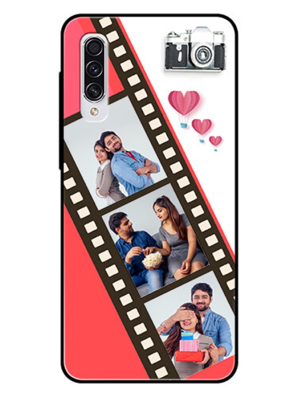 Custom Samsung Galaxy A70s Personalized Glass Phone Case  - 3 Image Holder with Film Reel