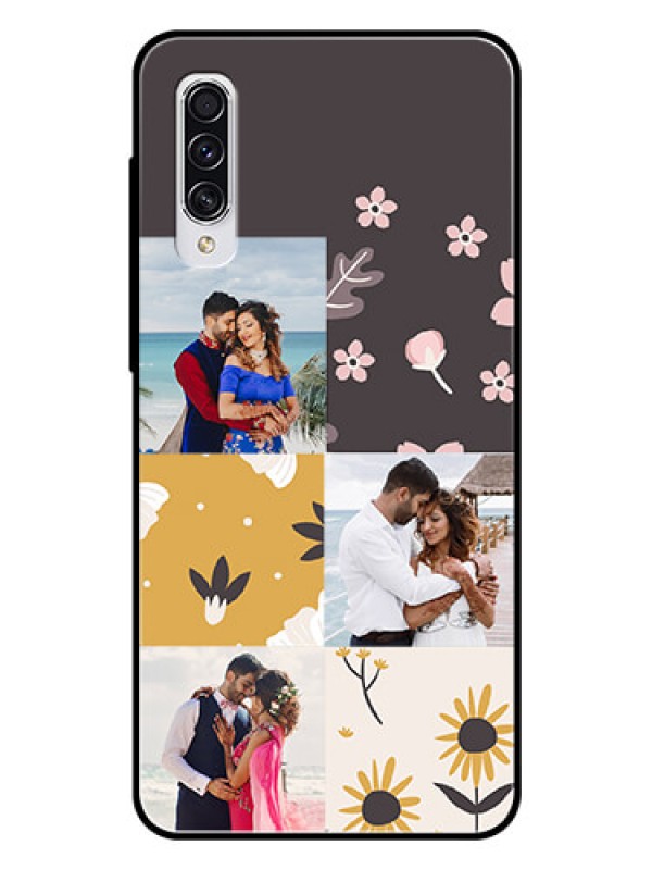 Custom Samsung Galaxy A70s Photo Printing on Glass Case  - 3 Images with Floral Design