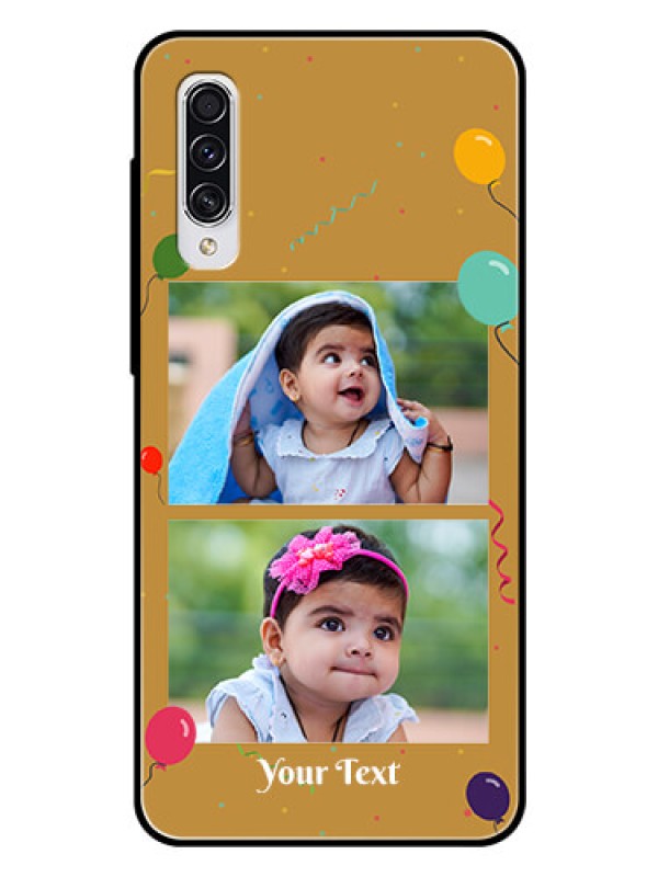 Custom Samsung Galaxy A70s Personalized Glass Phone Case  - Image Holder with Birthday Celebrations Design
