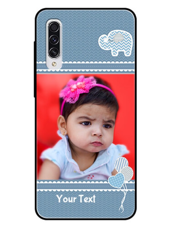 Custom Samsung Galaxy A70s Photo Printing on Glass Case  - with Kids Pattern Design