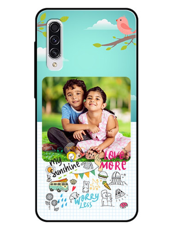 Custom Samsung Galaxy A70s Photo Printing on Glass Case  - Doodle love Design