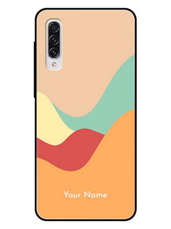 Custom Galaxy A70s Personalized Glass Phone Case - Ocean Waves Multi-colour Design