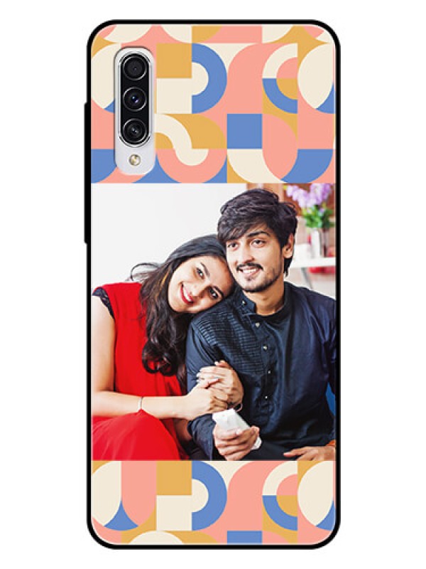 Custom Galaxy A70s Photo Printing on Glass Case - Semi-circle Maze Pattern Design