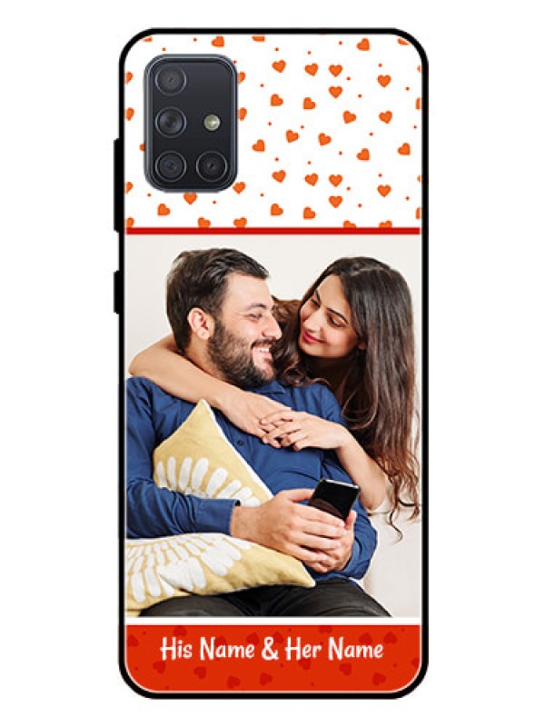 Custom Galaxy A71 Custom Glass Phone Case  - Orange Love Symbol Design