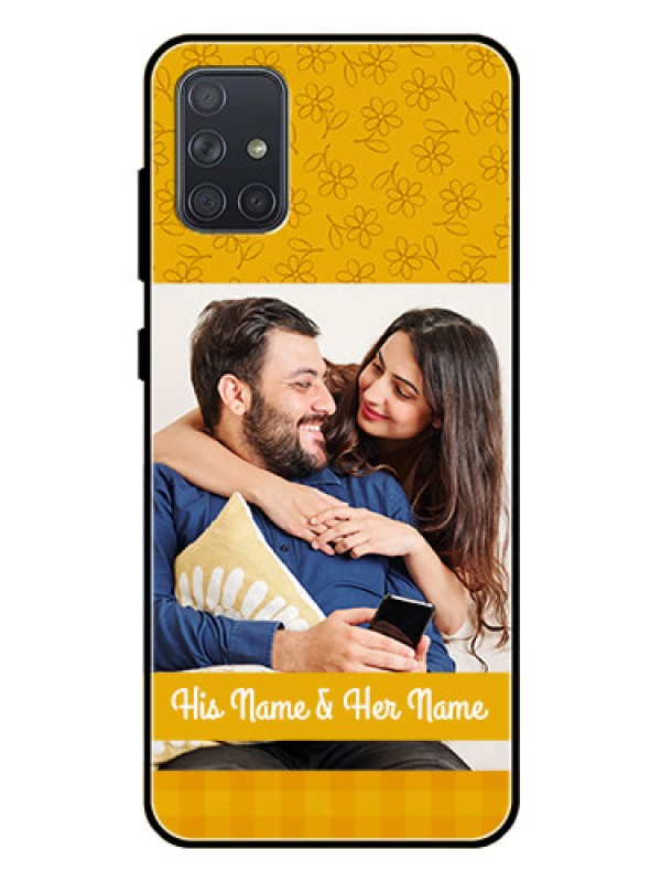 Custom Galaxy A71 Custom Glass Mobile Case  - Yellow Floral Design