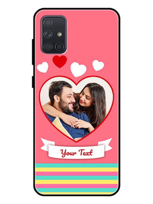 Custom Galaxy A71 Photo Printing on Glass Case  - Love Doodle Design