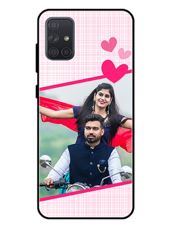 Custom Galaxy A71 Custom Glass Phone Case  - Love Shape Heart Design