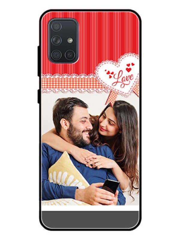 Custom Galaxy A71 Custom Glass Mobile Case  - Red Love Pattern Design