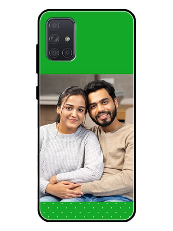 Custom Galaxy A71 Personalized Glass Phone Case  - Green Pattern Design