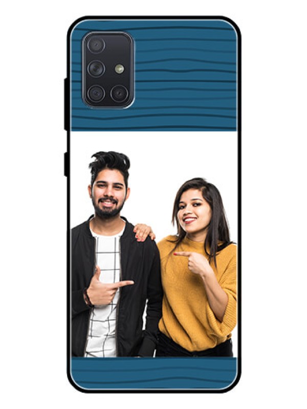 Custom Galaxy A71 Custom Glass Phone Case  - Blue Pattern Cover Design