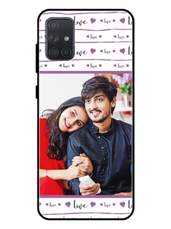 Custom Galaxy A71 Custom Glass Mobile Case  - Couples Heart Design