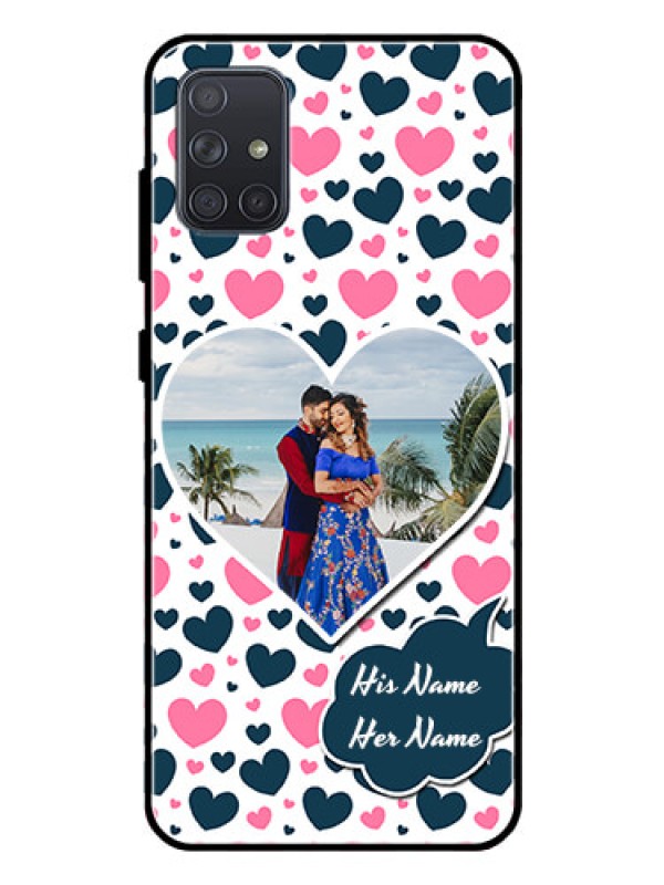 Custom Galaxy A71 Custom Glass Phone Case  - Pink & Blue Heart Design