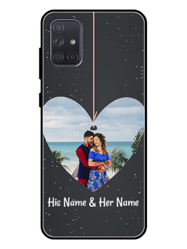 Custom Galaxy A71 Custom Glass Phone Case  - Hanging Heart Design