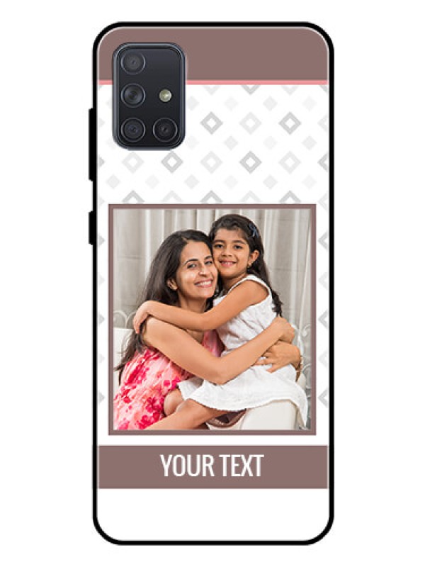 Custom Galaxy A71 Photo Printing on Glass Case  - Simple Diamond Design