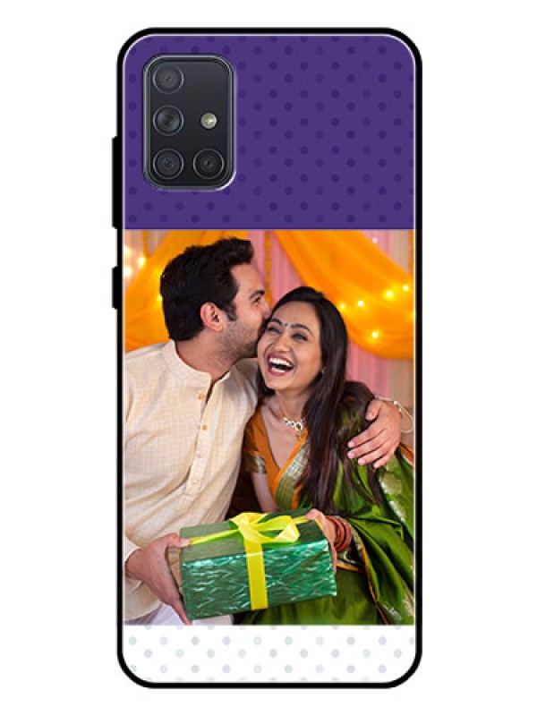 Custom Galaxy A71 Personalized Glass Phone Case  - Violet Pattern Design