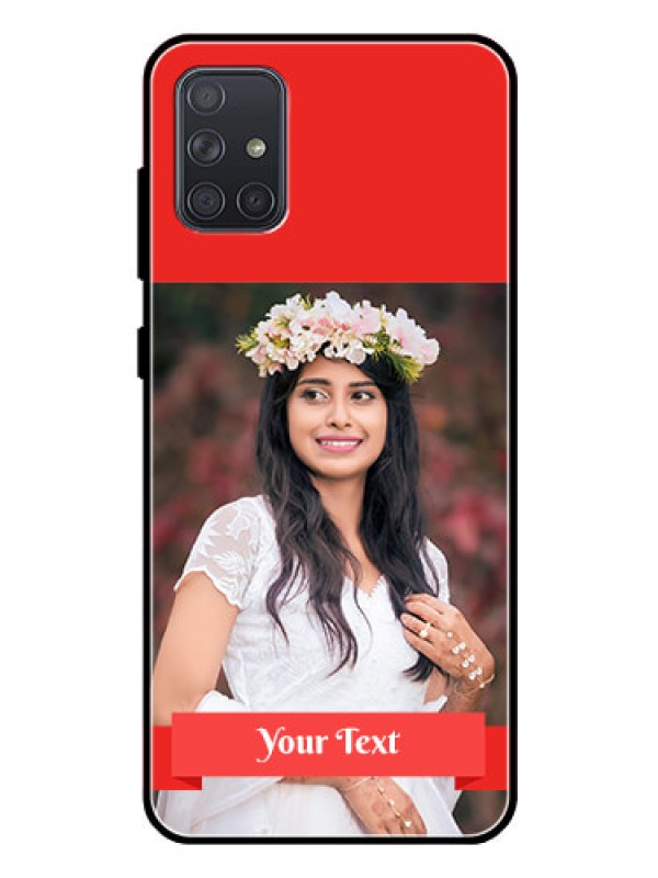 Custom Galaxy A71 Custom Glass Phone Case  - Simple Red Color Design