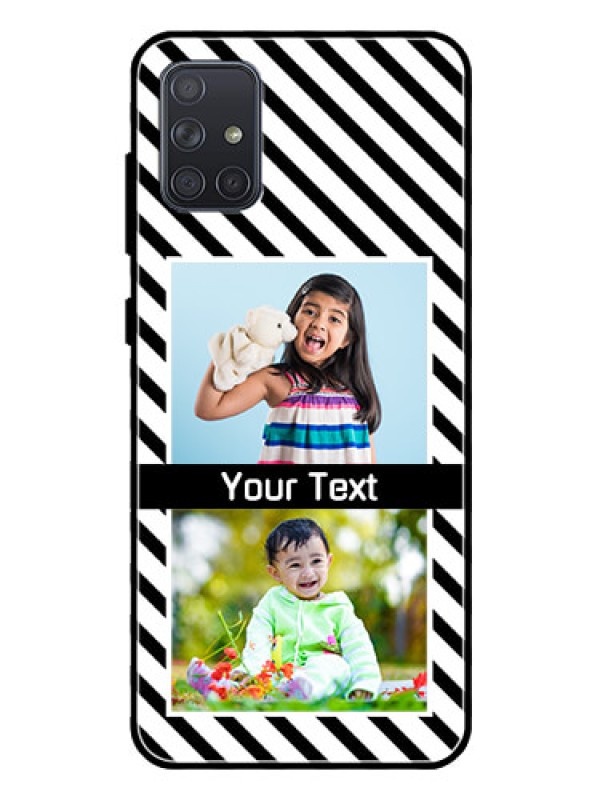 Custom Galaxy A71 Photo Printing on Glass Case  - Black And White Stripes Design