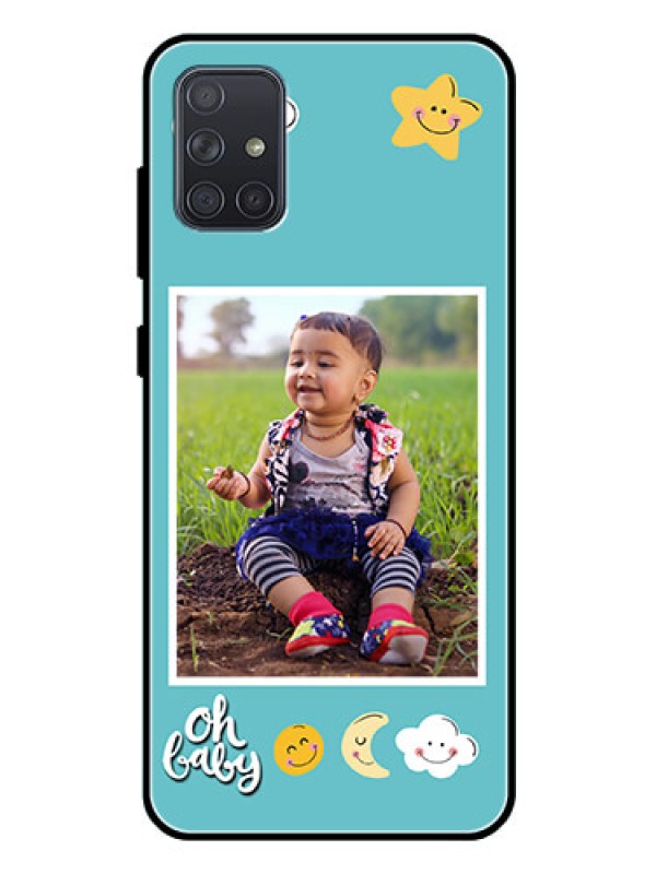 Custom Galaxy A71 Personalized Glass Phone Case  - Smiley Kids Stars Design