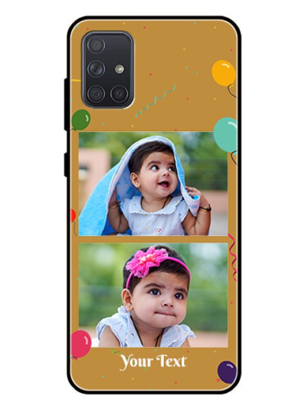 Custom Galaxy A71 Personalized Glass Phone Case  - Image Holder with Birthday Celebrations Design