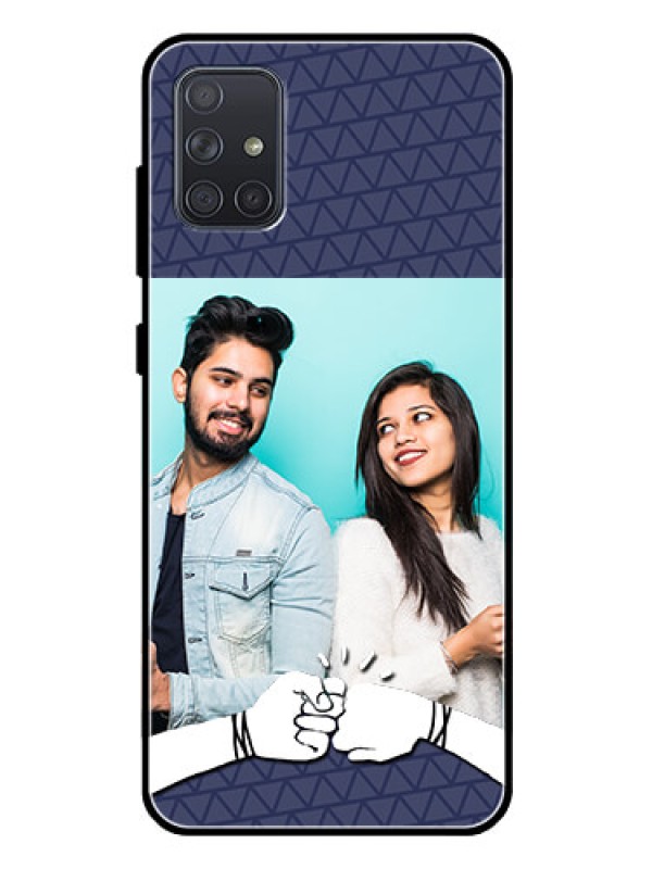 Custom Galaxy A71 Photo Printing on Glass Case  - with Best Friends Design  