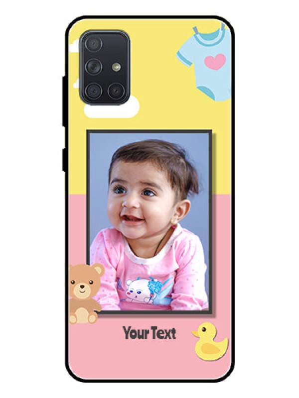 Custom Galaxy A71 Photo Printing on Glass Case  - Kids 2 Color Design