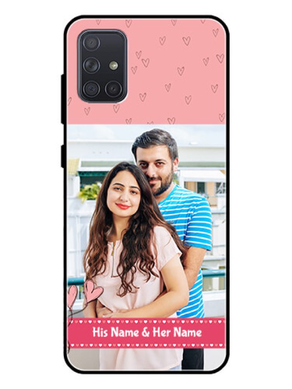 Custom Galaxy A71 Personalized Glass Phone Case  - Love Design Peach Color