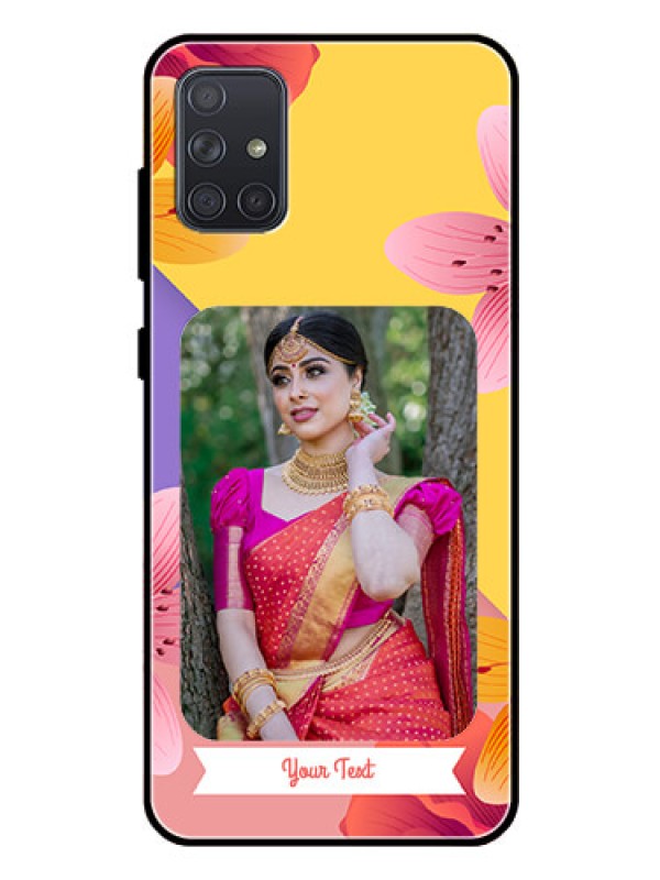 Custom Galaxy A71 Custom Glass Mobile Case  - 3 Image With Vintage Floral Design