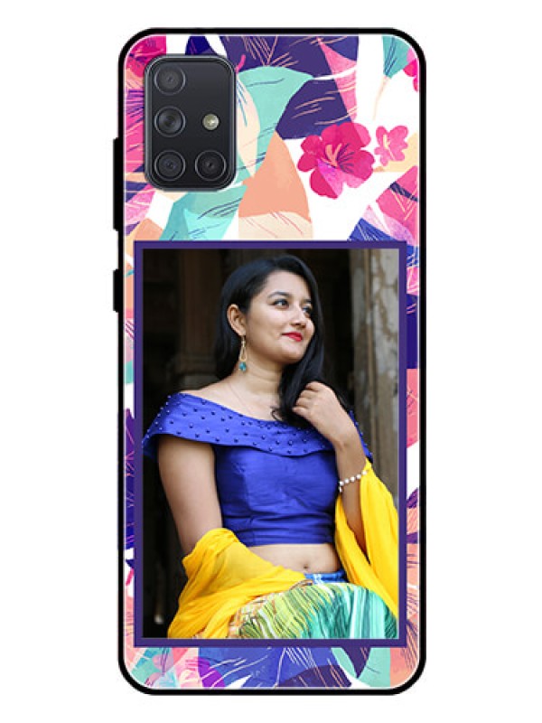 Custom Galaxy A71 Custom Glass Mobile Case  - Abstract Floral Design