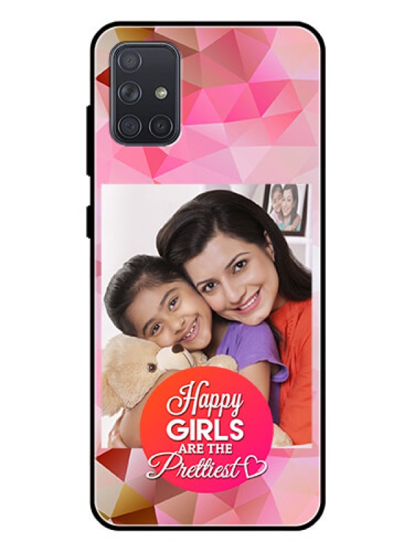 Custom Galaxy A71 Photo Printing on Glass Case  - Abstract Triangle Design