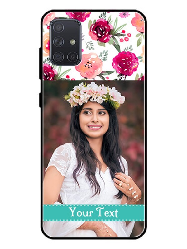 Custom Galaxy A71 Custom Glass Phone Case  - Watercolor Floral Design