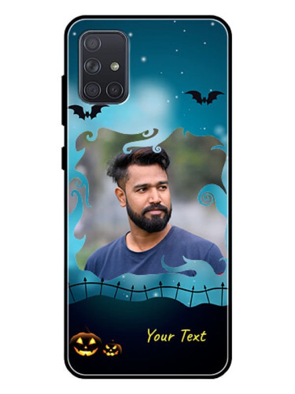 Custom Galaxy A71 Custom Glass Phone Case  - Halloween frame design