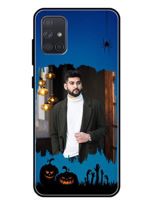 Custom Galaxy A71 Photo Printing on Glass Case  - with pro Halloween design 