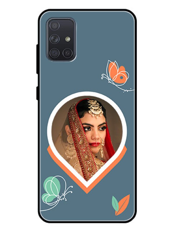 Custom Galaxy A71 Custom Glass Mobile Case - Droplet Butterflies Design