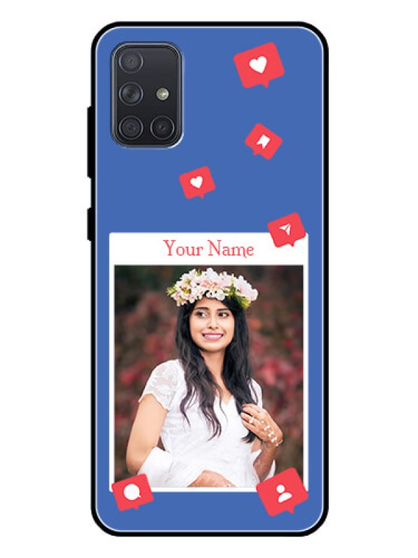 Custom Galaxy A71 Custom Glass Phone Case - Like Share And Comment Design